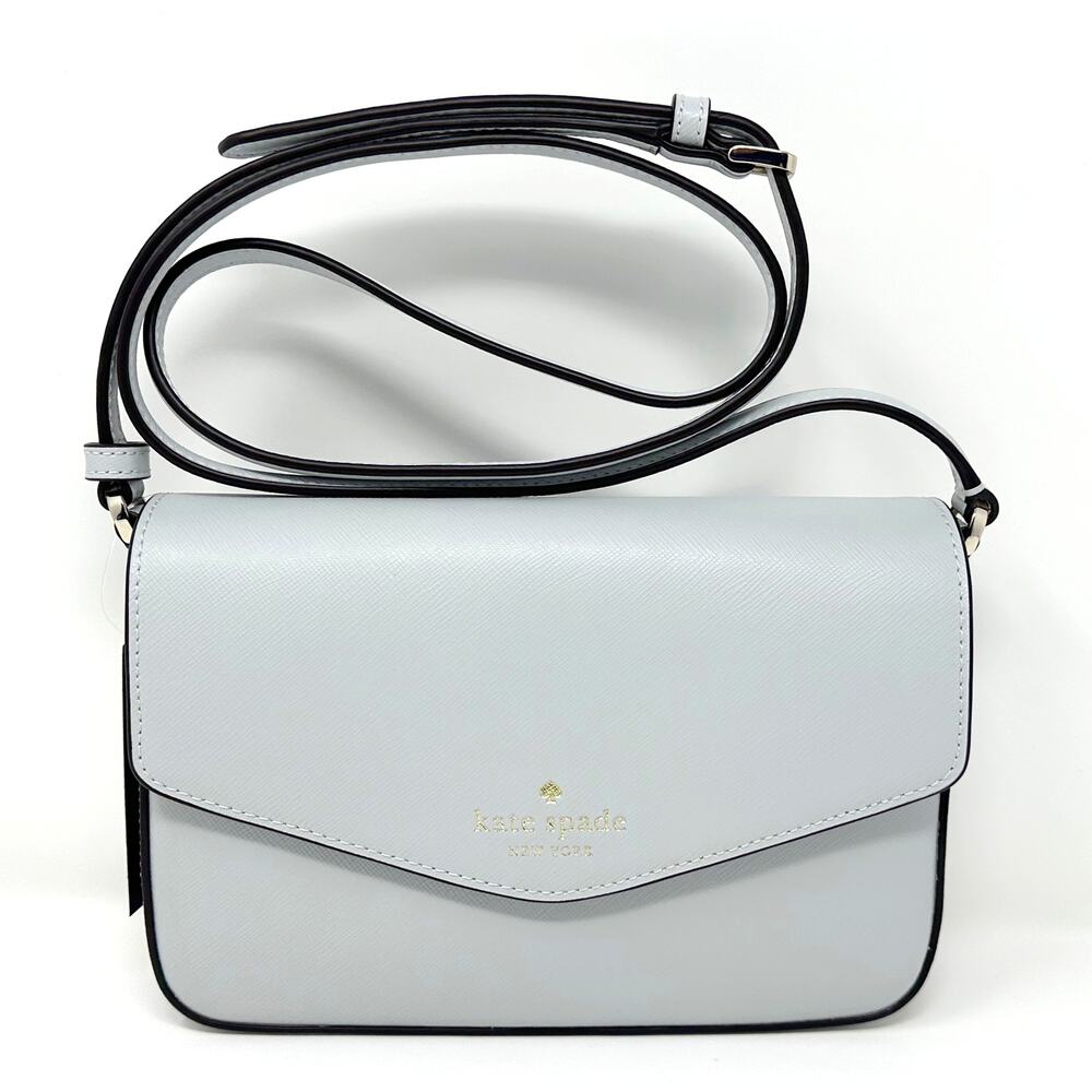 Kate Spade Sadie Envelope Crossbody Purse in Stone Path Gray Leather k7378